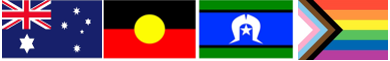Aboriginal flags symbolising acknowledgement to country.